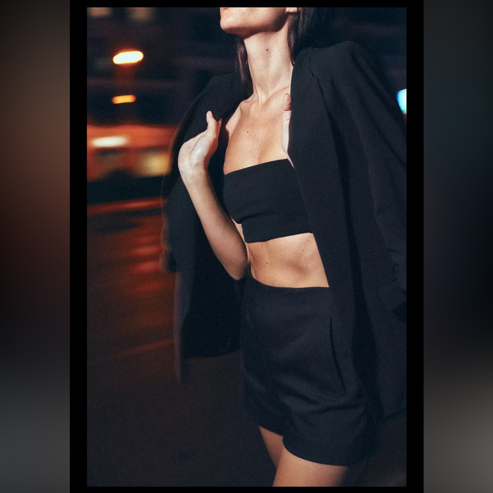 Zara Black High Waist Tailored Shorts Stretch High Waist Mango M/4/6